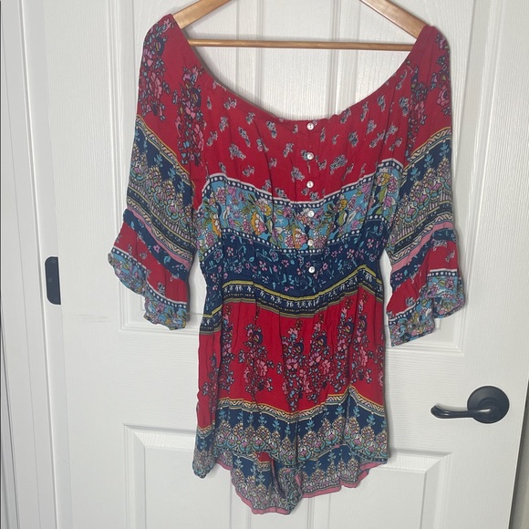 Patrons of Peace Tops - Patrons of Peace Red and Blue Floral Blouse